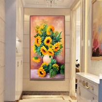 客厅走廊过道玄关装饰画入户进门墙壁挂画油画向日葵壁画竖式单幅