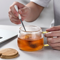 玻璃杯带盖勺把手耐高温燕麦牛奶早餐杯子家用大容量耐.热水杯茶