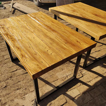 老榆木茶桌实木办公桌原木餐桌简约书桌隔板吧台飘窗阳台桌面定制