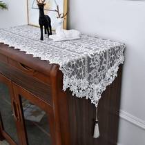 白色桌旗欧式布艺蕾丝桌垫茶几餐桌旗北欧电视柜鞋柜盖布长条桌布