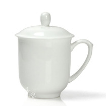 景德镇茶杯陶瓷 带盖白色骨瓷水杯办公杯会议礼品瓷家用定制包邮