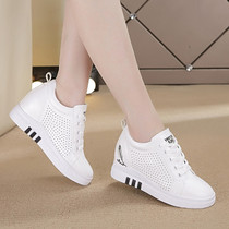 夏天穿的内增高小白鞋女2023新款百搭显瘦增高白色透气休闲运动鞋