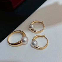 DIY珍珠配件 S925纯银饰品套装空托 时尚全孔耳钉戒指 8-10mm圆珠
