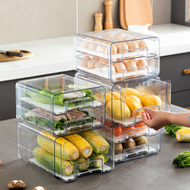 日本PET冰箱收纳盒厨房抽屉式保鲜盒水果鸡蛋收纳盒子蔬菜整理盒