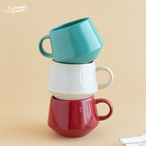 大容量宽口马卡龙色咖啡杯高颜值成人美式陶瓷水杯简约红色马克杯