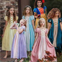 迪士尼公主裙女童礼服梅莉达灰姑娘白雪长发公主裙童话主题演出服