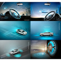 人工智能驾驶汽车自动驾驶泊车技术科技概念海报PSD设计素材