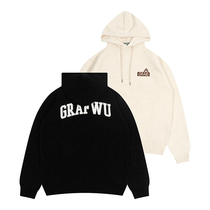 GRAF原创品牌【手感软糯】弧形贴布美式LOGO雪尼尔舒适针织衫帽衫