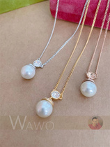 【WAWO】欧美原单轻奢饰品 优雅气质锆石闪钻玻璃珍珠吊坠 项链