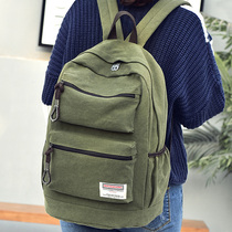 韩版潮帆布双肩包男女士英伦复古休闲高中学生书包大容量旅行背包