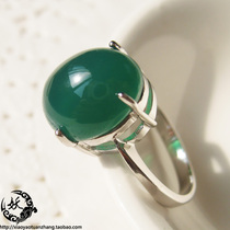 天然绿玛瑙 古典小清新 925纯银戒指  复古 指环食指戒指女时尚