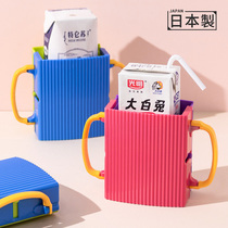 日本进口儿童杯托防挤压牛奶盒装饮料防溢出杯架宝宝防漏防烫杯套