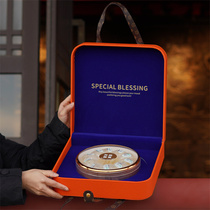 轻奢蓝橙手提燕窝皮盒100克250克溯源码干燕盏包装盒高档皮盒空盒