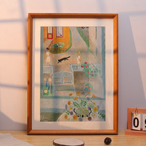 胡桃色大相框挂墙实木画框装裱A3A4纸油画4k8k八开24寸16木质框架