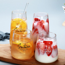 包邮 ins北欧创意家用玻璃早餐杯简约果汁牛奶水杯子耐热饮料杯
