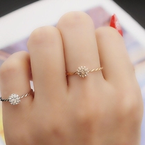 日韩时尚镀玫瑰金戒指女 18K细款满钻花球立体超闪指环婚戒无名指