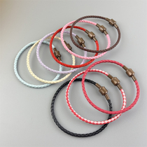 3㎜皮绳手链替换手绳可穿3D硬金适用于周生生转运珠男女情侣红绳