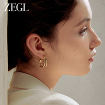 ZEGL圈圈耳钉简约耳圈女金色耳环小众设计感高级925银针春夏耳饰