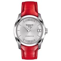 天梭女手表Tissot瑞士机械表自动红色皮带32mm礼物腕表2975572