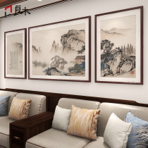 新中式客厅装饰画山水风景画沙发背景墙挂画三联国画高档大气壁画