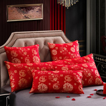 中式婚庆枕芯成人大红色结婚用枕头喜庆单人囍字枕芯靠垫芯一对