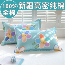 100%新疆高密全棉枕套一对装家用儿童纯棉枕头套成人48cmx74cm