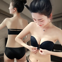 日本正品无肩带内衣女隐形文胸防滑聚拢抹胸式x美背胸罩小胸夏季