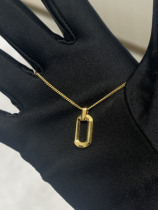 周大福新款黄金足金复古双环项链回形针吊坠套链一体链女F230125