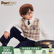 【凉感】PawinPaw小熊童装24春季新款男童针织背心儿童学院风马甲