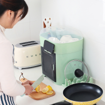 厨房碗架碗筷收纳盒放碗碟沥水收纳架二层带盖家用置物架塑料碗柜