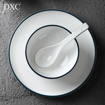 DXC饭店摆台餐具 酒店用品简约陶瓷碗碟 创意餐厅台面四件套装
