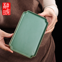 日式茶盘托盘干泡台陶瓷粗陶家用小茶台迷你简约复古功夫茶壶茶托