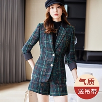 格子西装套装女秋冬季2024新款时尚休闲洋气修身显瘦长袖西服外套