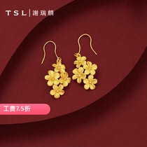 TSL谢瑞麟繁花似锦系列黄金耳环绣球花足金耳饰女YM848
