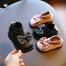 宝宝皮鞋秋冬季婴儿软底学步鞋公主棉靴0一1岁女小童鞋子幼儿短靴