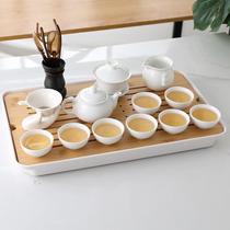 整套白色陶瓷潮汕功夫茶具套装家用耐高温简约中式泡茶壶盖碗茶杯
