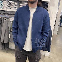 CK Calvin Klein春秋冬新款男士时尚小标棒球领棉质针织开衫外套