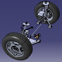 汽车轿车多连杆悬架悬挂齿轮齿条式转向系统三维几何数模型车轮辋