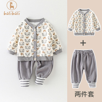 男宝宝秋装套装0一2岁婴儿衣服秋季卡通开衫上衣休闲打底裤两件套