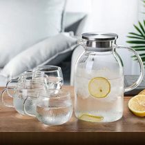 不锈钢盖玻璃冷水壶家用大容量果汁饮料壶高硼硅玻璃晾凉白开水壶