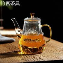 竹官玻璃泡茶壶茶具套装家用花茶水壶耐高温加厚耐热过滤水壶煮茶