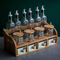 北欧风格调味罐调料盒套装家用陶瓷油瓶壶盐罐玻璃厨房用品置物架