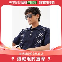 【99新未使用】香港直邮Gucci 男士Logo轧花飞行员醋纤太阳眼镜