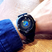 2022年新款男士手表创意炫酷科技感蓝色星球大表盘真皮带石英腕表