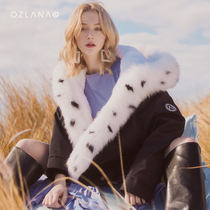 【明星同款】OZLANA廓形短款皮草派克服女2023新款冬季大毛领外套