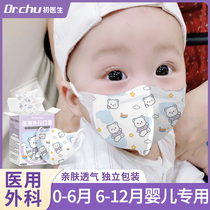 儿童3d医用外科口罩婴儿小宝宝专用冬季保暖0一3岁0到6月6到12月