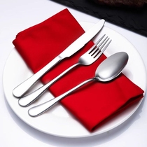 加厚不锈钢刀叉勺西餐具三件套牛排夹套装盘子家用创意刀叉两件套