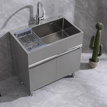 阳台水池304不锈钢水槽柜小户型单槽室外橱柜水盆家用厨房洗菜盆