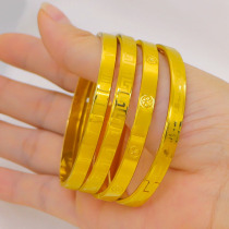 新款越南沙金手镯女士卡扣字母仿金手镯子镀黄金色手环首饰装饰品