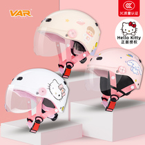 VAR新国标3C认证HelloKitty电动摩托车头盔女夏季防晒可爱安全帽